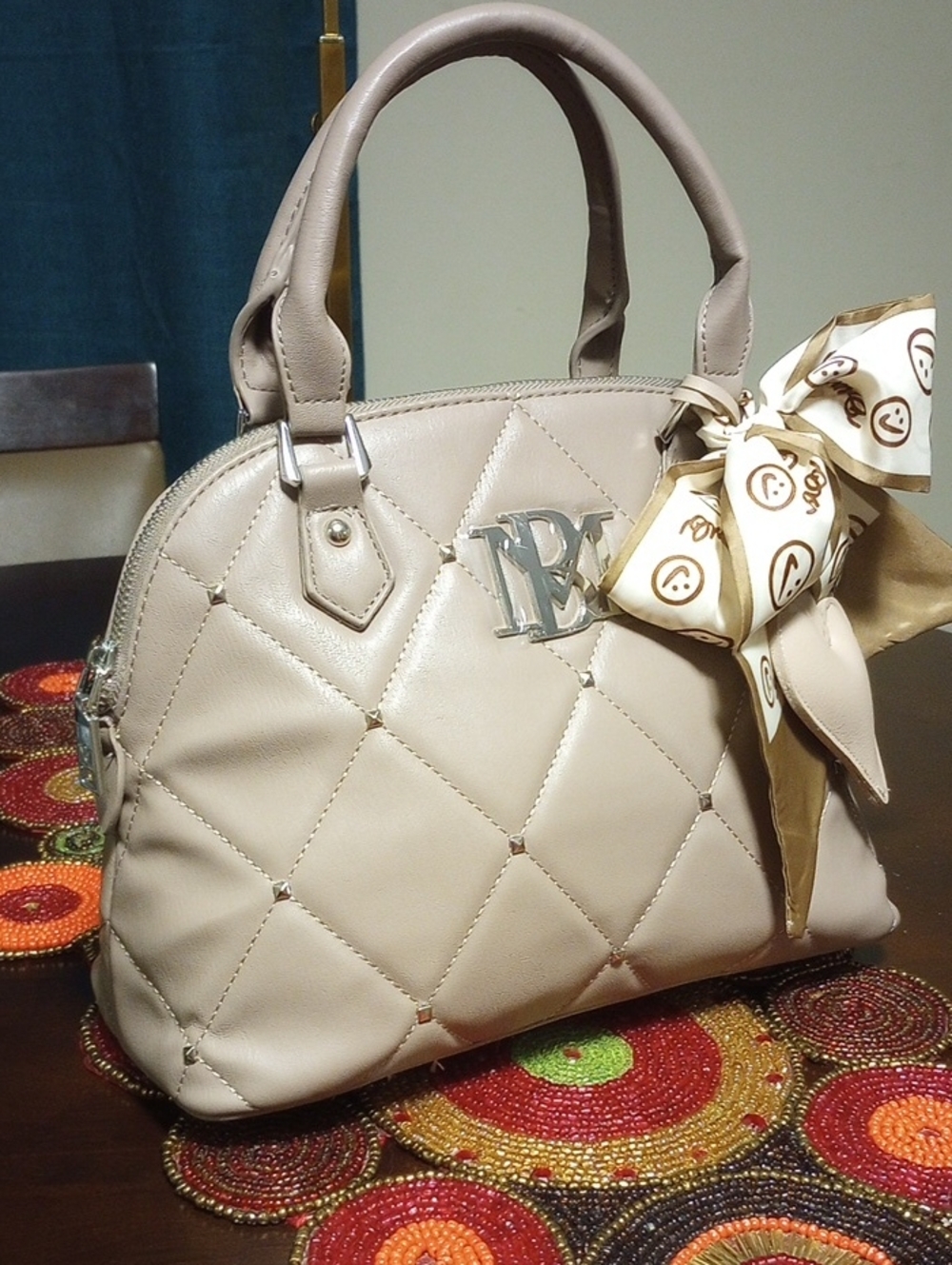 Quilted Dome Satchel w/Crossbody Strap - Picture 9 of 16